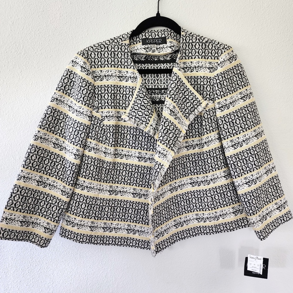 NWT Kasper Petite Open Front Blazer 12P Cotton Blend
